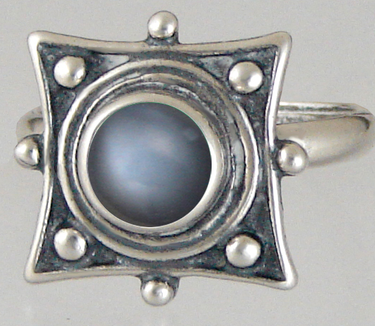 Sterling Silver Art Deco Style Gemstone Ring With Grey Moonstone Size 7